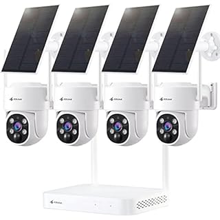 Hiseeu Wireless Solar Camera System Outdoor, 4PCS 4MP Home Battery Camera with 1T HDD, PTZ 360° View, PIR Motion Detection, Color Night Vision, IP66, 2-Way Audio, 2.4G WiFi - Chef Stuff