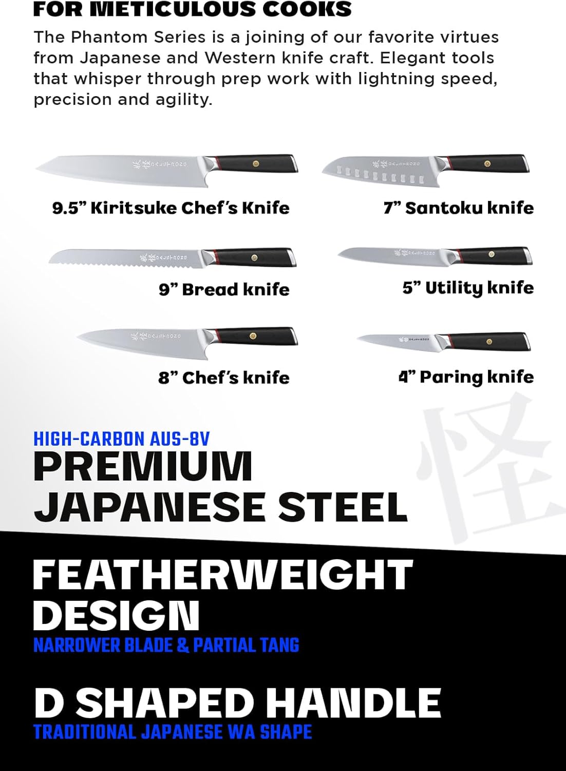 DALSTRONG Knife Block Set-6pc-Magnetic Knife Stand-Phantom Series-Japanese High-Carbon AUS8 Steel-Gift Knife Kitchen Set-Pakkawood Handle