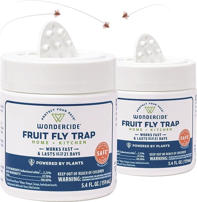 Wondercide - Fruit Fly Trap for Kitchen, Home, and Indoor Areas - Fruit Fly Killer - Pet and People Safe - Made in USA & Plant Based - 5.4 oz - 2 Pack - Chef Stuff