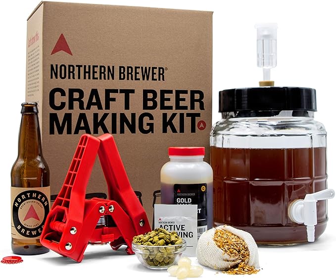 Northern Brewer - Siphonless 1 Gallon Craft Beer Making Starter Kit, Equipment and Beer Recipe Kit (Caribou Slobber Brown Ale) - Chef Stuff