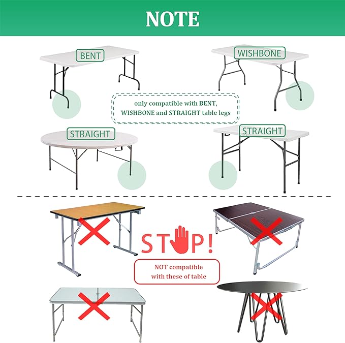 Folding Table risers for Folding Tables Straight/Bent Leg, Dural Folding Table Leg Extensions 4 Levels/Heights Table Leg Extenders-All for Treating Your Back Pain(4-Pack) - Chef Stuff