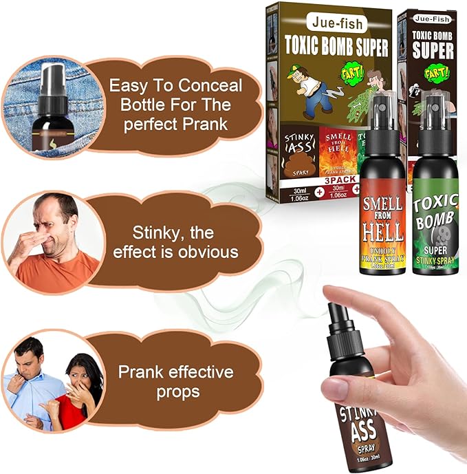 3P Fart Spray Extra Strong 30ml Potent Stink Spray Non Toxic Fart Bomb Prank Stuff Hilarious Gag Gifts for Adults or Kids