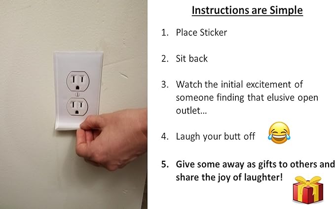 Fake Outlet Stickers Prank - Airport Wall Sockets - 12 Pack - Funny Electrical Power Plug Plate Cover Decals (US)