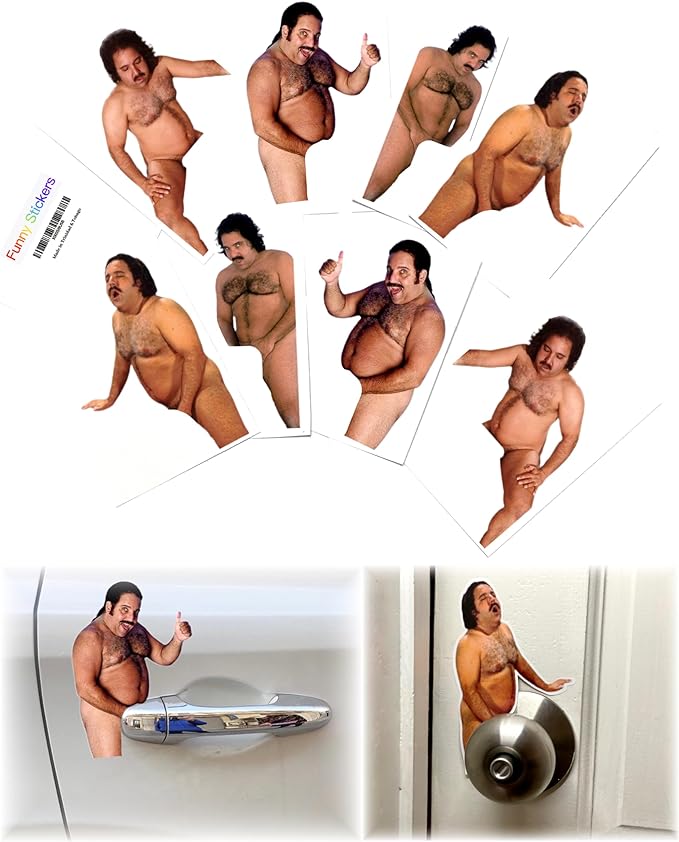 8 Funny Prank Stickers for Cars and Door Handle Pranks - Ron Jeremy Meme Sticker Amusing Decals