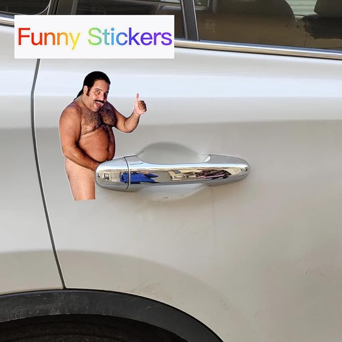 8 Funny Prank Stickers for Cars and Door Handle Pranks - Ron Jeremy Meme Sticker Amusing Decals